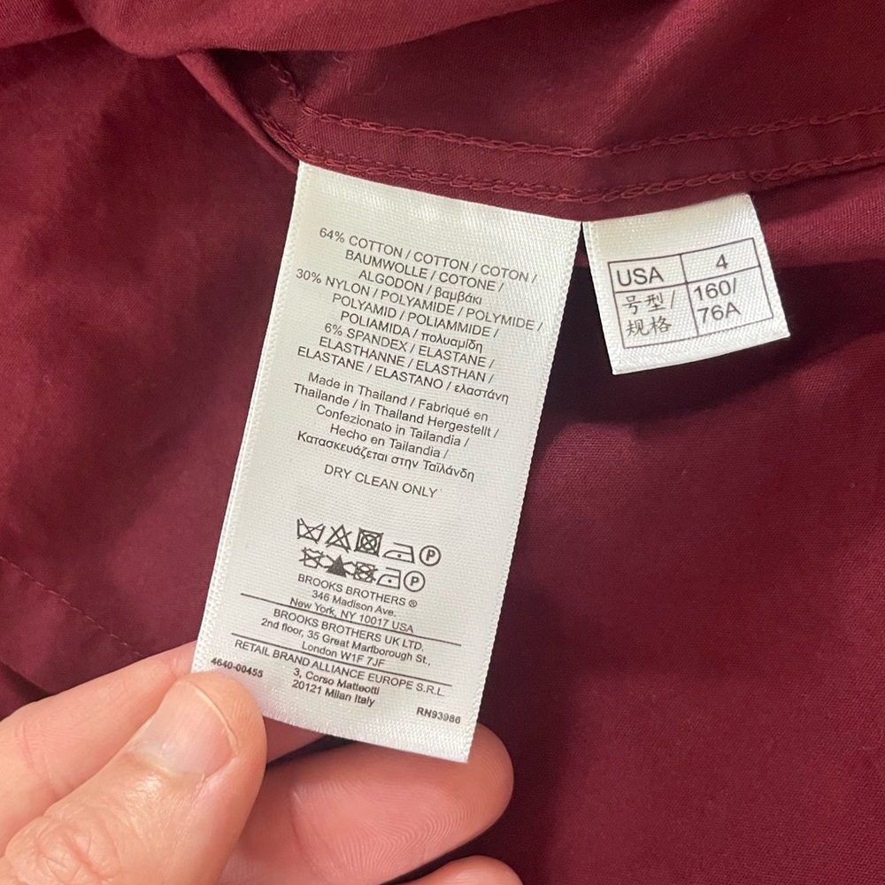 Brooks Brothers Maroon Burgundy Button Down shirt gold buttons sz 4 cotton blend - Picture 3 of 10